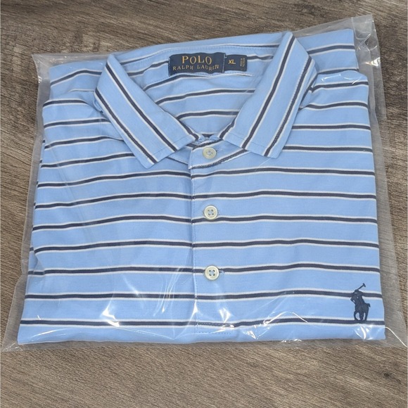 Polo Ralph Lauren Shirt Light Blue Striped Blue Pony Men's XL Short Sleeve - Picture 10 of 10